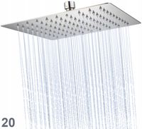 DESZCZOWNICA PRYSZNICOWA STALOWA CIENKA kwadratowa 20cm CHROM natryskowa