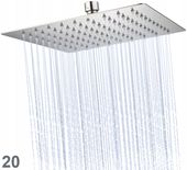 DESZCZOWNICA PRYSZNICOWA STALOWA CIENKA kwadratowa 20cm CHROM natryskowa