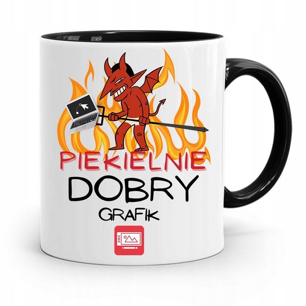 Kubek Czarny Dla Piekielnie Dobrego Grafika Z Nadrukiem Ze Zdjęciem zdjęcie 1