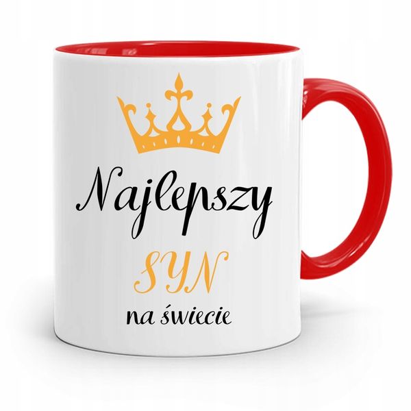 Kubek Czerwony Prezent Dla Syna Najlepszy Syn Z Nadrukiem Ze Zdjęciem zdjęcie 1