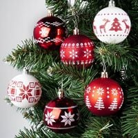 30x Bombki CHOINKOWE świąteczne nietłukące BIAŁE CZERWONE zestaw bombek