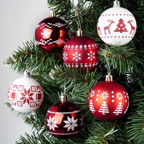 30x Bombki CHOINKOWE świąteczne nietłukące BIAŁE CZERWONE zestaw bombek na Arena.pl