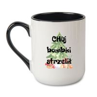 KUBEK "CHUJ BOMBKI STRZELIŁ" Wzór - Elegant Coffee Czarny 330 ml