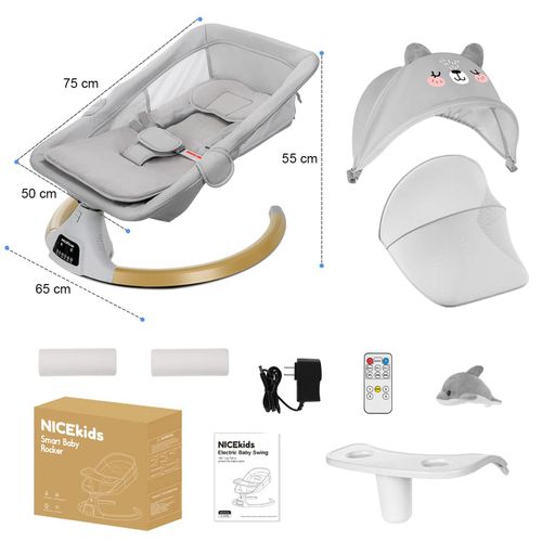 leżaczek dla niemowląt bujaczek elektryczny nicekids + pilot bluetooth na Arena.pl