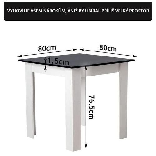 MIADOMODO Stół do jadalni dla 4 osób, czarny, 80x80x76,5 cm na Arena.pl