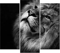 90 80CM OBRAZ T3 ELEM SREBRNY LEW DRUK ŚCIENNY