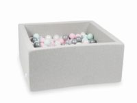 Suchy basen jasnoszary 90x90x40 z piłeczkami 400 sztuk (przezroczyste, perłowe, srebrne, jasnoróżowe, jasnomiętowe)