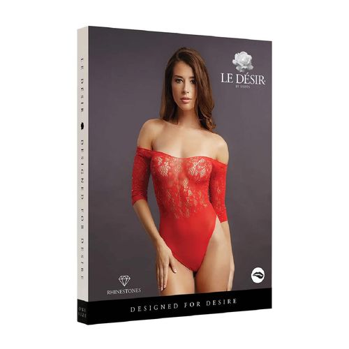body crotchless rhinestone teddy red os le desir na Arena.pl
