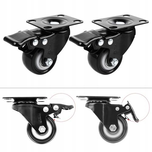 4× ZESTAW JEZDNY KÓŁKA OBROTOWE GUMOWE KOŁA ŁOŻYSKOWANE MEBLOWE 50mm na Arena.pl