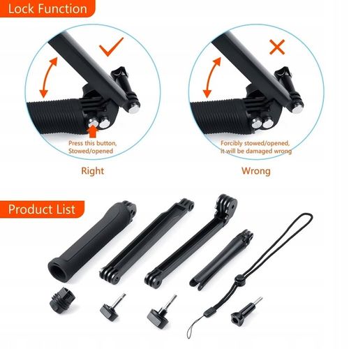 Selfie Stick Kijek Uchwyt 3WAY Statyw do GoPro 12 11 10 9 8 7 6 DJI Insta na Arena.pl