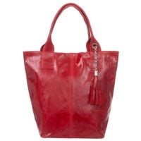 VERA PELLE torebka damska skórzana shopper z saszetką V550 czerwona