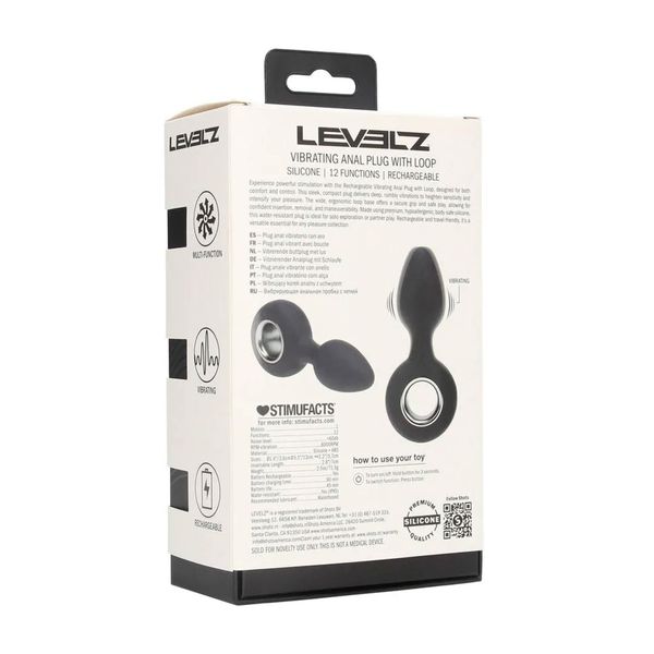 Vibrating Silicone Anal Plug With Loop - Black zdjęcie 3