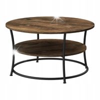 Stolik kawowy OKRAGŁY FI 80CM ława do salonu Z PÓŁKĄ w stylu loft retro