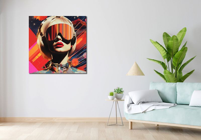 Obraz 90x90cm Retrofuturystyczna Muza zdjęcie 2