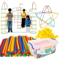 KLOCKI KONSTRUKCYJNE SŁOMKI RURKI PATYCZKI 700 el.