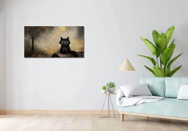 Obraz 100x50cm Czarny Kot zdjęcie 2