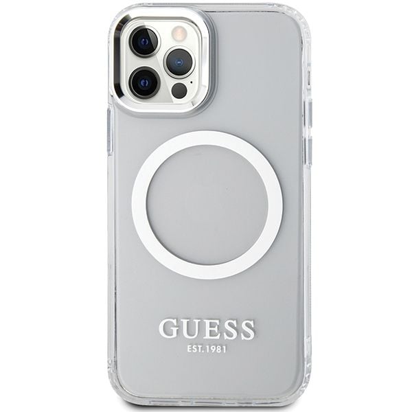 Etui Guess do iPhone 12, iPhone 12 Pro, Srebrny, MagSafe zdjęcie 3