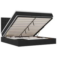 Rama łóżka otomana z materacem, czarna, 180x200 cm, tkanina