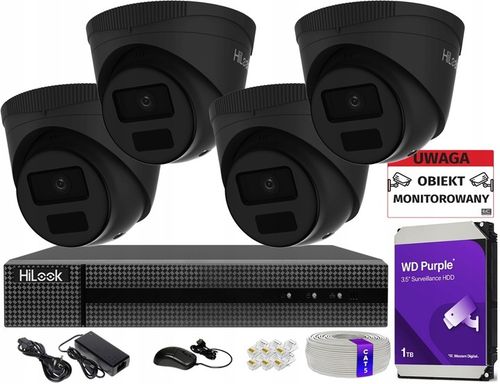 ZESTAW DO MONITORINGU DOMU 4 KAMERY 4MPX ZEWNĘTRZNE PoE IP HILOOK na Arena.pl