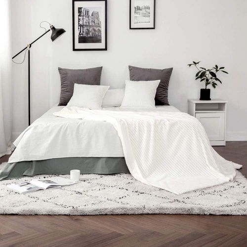 MIULEE Koc Dwustronna Flanela 125 cm x 150 cm Miękki Aksamitny Biały na Arena.pl