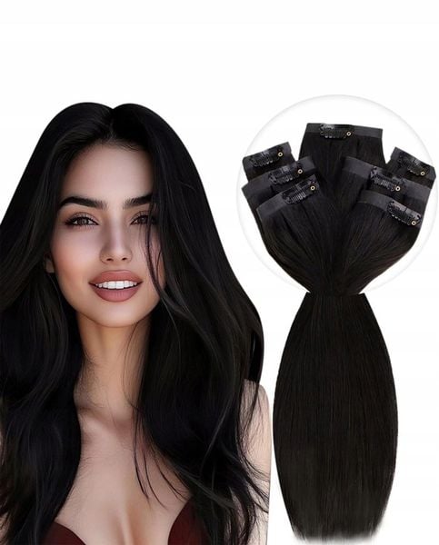 DOCZEPIANE WŁOSY Clip In Jak Naturalne Dopinki Proste Długie 6 Taśm 60 cm zdjęcie 6