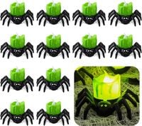 Zestaw 12 Świeczek LED w Kształcie Pająka na Halloween Zielone