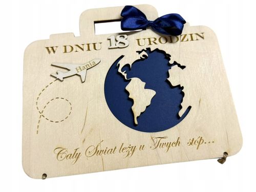 Drewniana Kartka urodzinowa Prezent GRAWER personalizowana walizka na Arena.pl