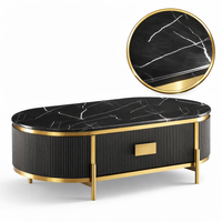 Grafitowy stolik kawowy glamour Omega ryflowany 124x71x48