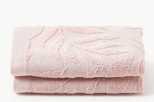 Ręcznik z wypukłą strukturą Leaf 2 x 30 x 30 cm Jasny różowy na Arena.pl