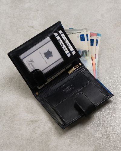 skórzany portfel męski na karty z systemem rfid protect— rovicky na Arena.pl