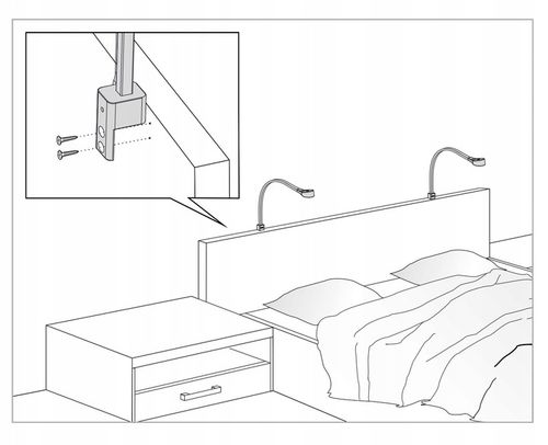 Lampa nocna LED do łóżka sypialni giętka czarna przykręcana 2x FLEXI R na Arena.pl