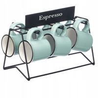 FILIŻANKI PORCELANOWE DO ESPRESSO NIEBIESKIE 100 ML 6 SZT ZE STOJAKIEM