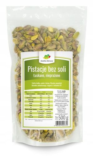 Pistacje łuskane surowe bez soli niesolone CAŁE 500g na Arena.pl
