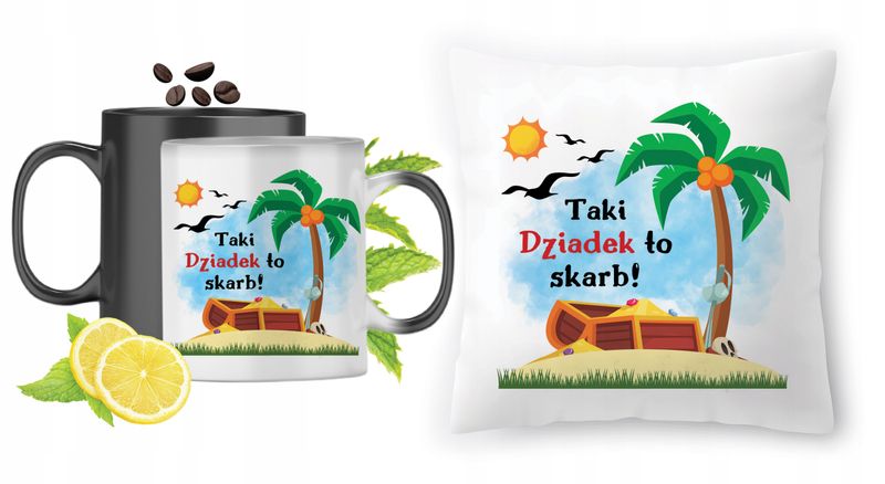 Dla Dziadka Zestaw Kubek Magiczny + Poduszka Z Nadrukiem Ze Zdjęciem zdjęcie 1