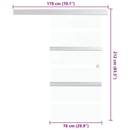 Drzwi przesuwne, szkło ESG i aluminium, 76x212 cm, srebrne na Arena.pl