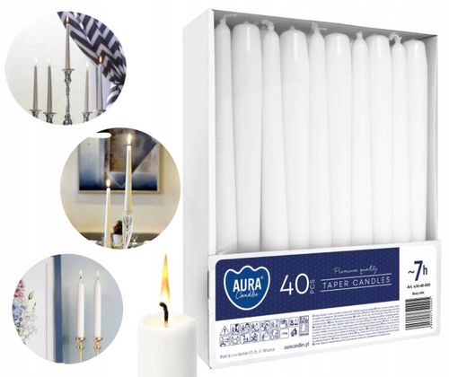 aura świece stołowe stożkowe białe 40 szt. s30-40-090 na Arena.pl