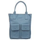 VERA PELLE torebka skórzana shopper na ramię z kieszeniami V516 jeansowa