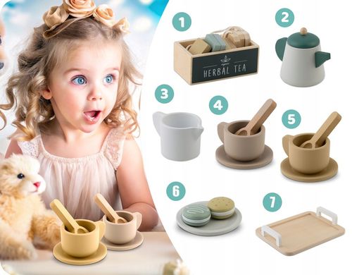 Drewniany serwis kawowy dla dzieci zestaw do kawy i herbaty zabawki Nukido na Arena.pl