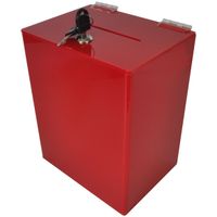 Czerwona urna skrzynka skarbonka plexi 20x15x25 na ankiety głosy dokumenty