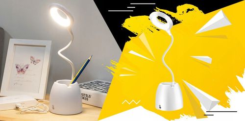 lampka biurkowa led biała z pojemnikiem na Arena.pl