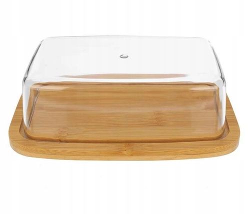 MASELNICZKA BAMBUSOWA Z PLASTIKOWĄ POKRYWĄ POJEMNIK DO PRZECHOWYWANIA MASŁA na Arena.pl