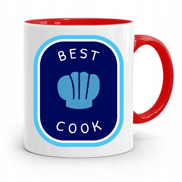 Kubek Czerwony Dla Kucharza Kucharki Best Cook Z Nadrukiem Ze Zdjęciem zdjęcie 1