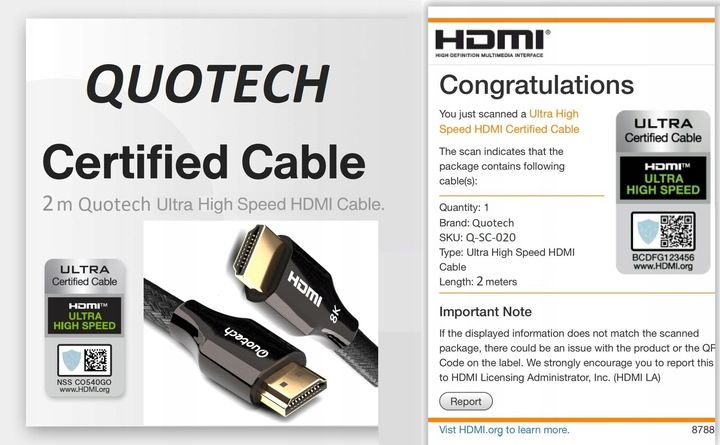 Kabel HDMI 2.1 Ultra High Speed 8K PREMIUM 2m zdjęcie 8