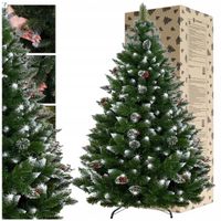CHOINKA SZTUCZNA SOSNA NATURALNA OŚNIEŻONA 220CM PREMIUM STOJAK GĘSTA