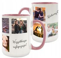 DUŻY KUBEK Z WŁASNYM NADRUKIEM FOTO LOGO GRAFIKĄ NA PREZENT różowy 440ml