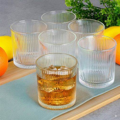 6x Szklanki RYFLOWANE do napojów wody drinków whisky zestaw szklanek 310 ml na Arena.pl
