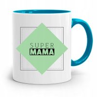 Kubek Błękitny Dla Mamy Matki Super Mama Prezent Z Nadrukiem Ze Zdjęciem