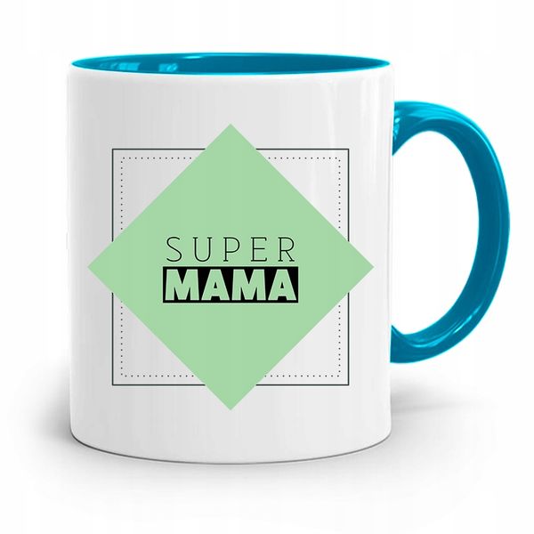 Kubek Błękitny Dla Mamy Matki Super Mama Prezent Z Nadrukiem Ze Zdjęciem zdjęcie 1