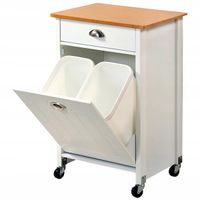 WÓZEK KUCHENNY z koszami na śmieci BIAŁY Półka Szafka + szuflada h79x50x37
