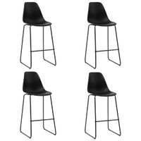 Krzesła barowe, 4 szt., czarne, plastik